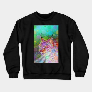 Smiling, colorful lynx - abstract Crewneck Sweatshirt